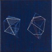 33 - 2023 - toile 477 - bleu, noir - polyèdre de Dürer, analyse et pliages 