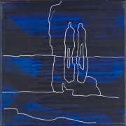 38 - 2023 - toile 446 - noir, bleu, rivière, ombres et reflets 